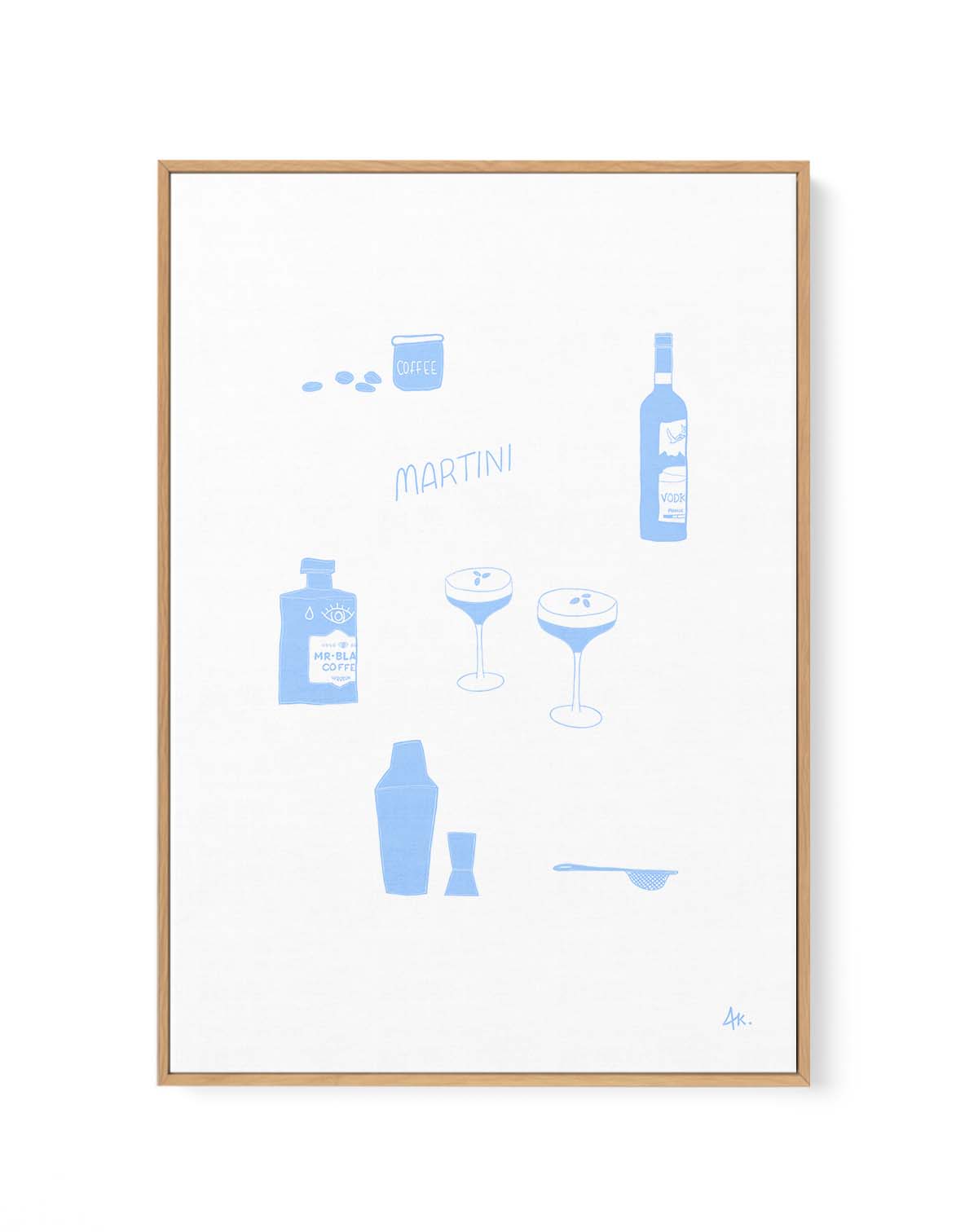 Martini Blue by Anne Korako | Framed Canvas Art Print