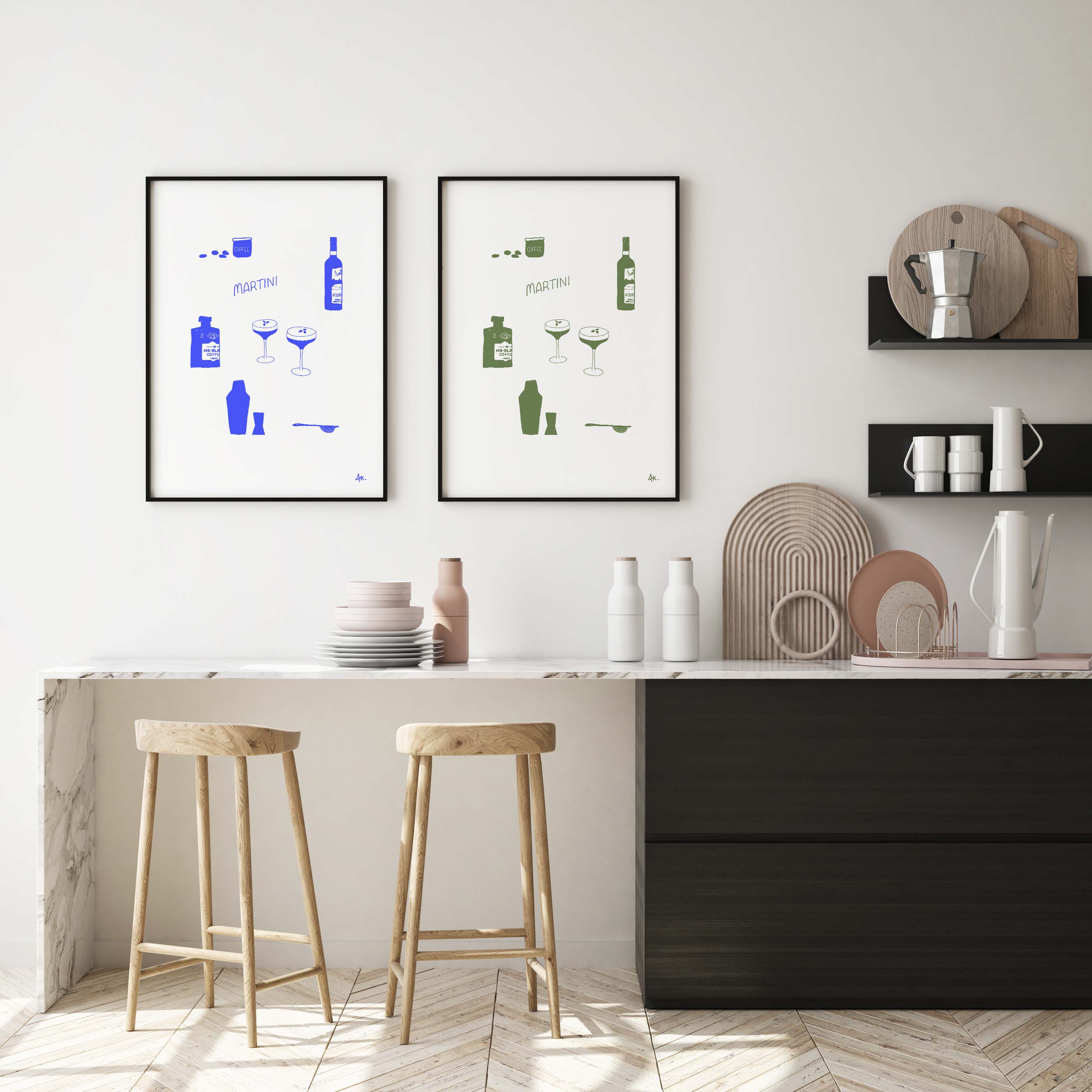 Martini Deep Blue by Anne Korako | Art Print