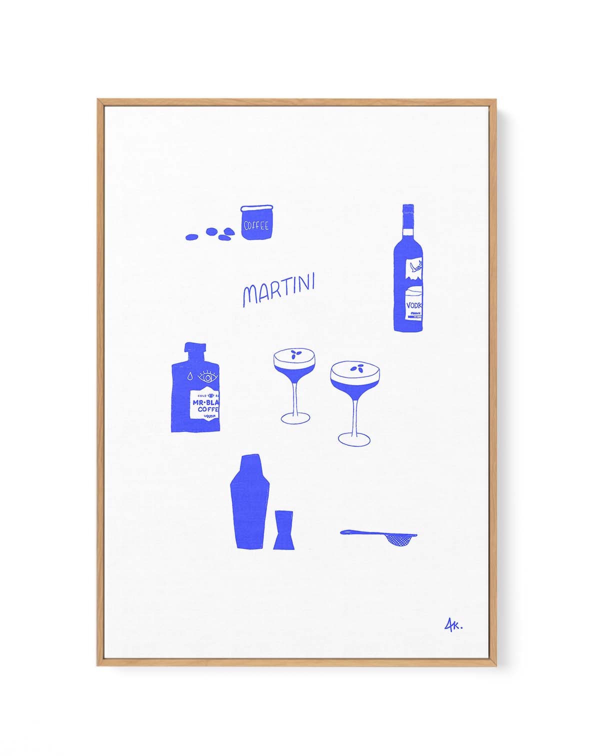 Martini Deep Blue by Anne Korako | Framed Canvas Art Print