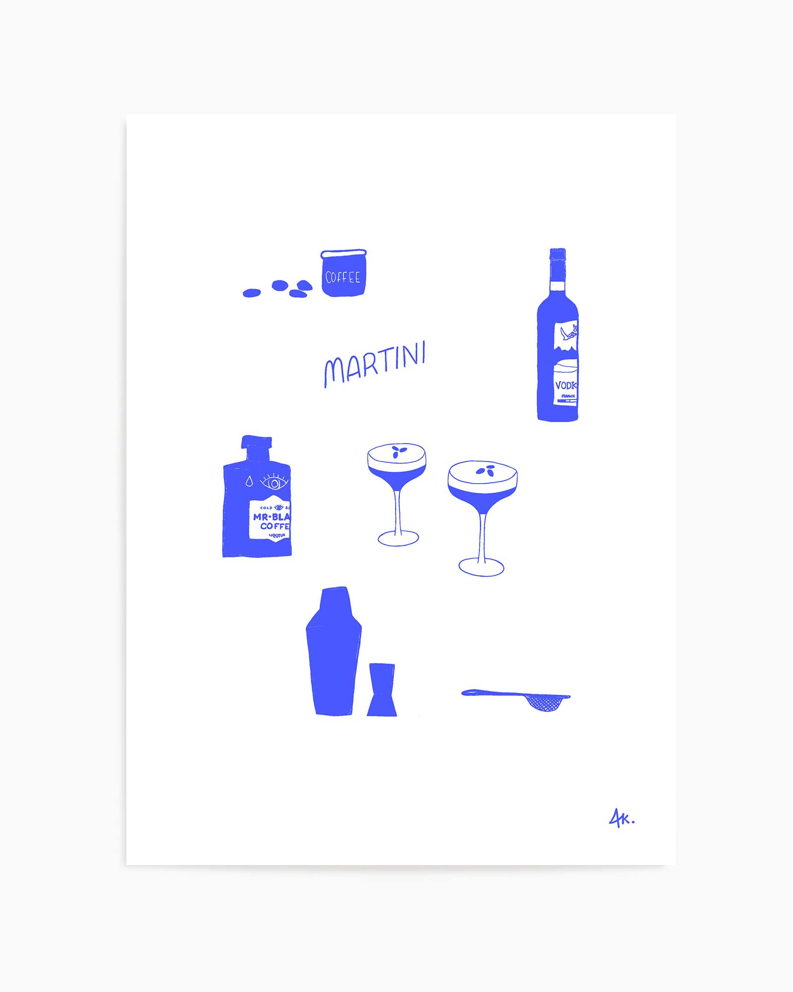 Martini Deep Blue by Anne Korako | Art Print