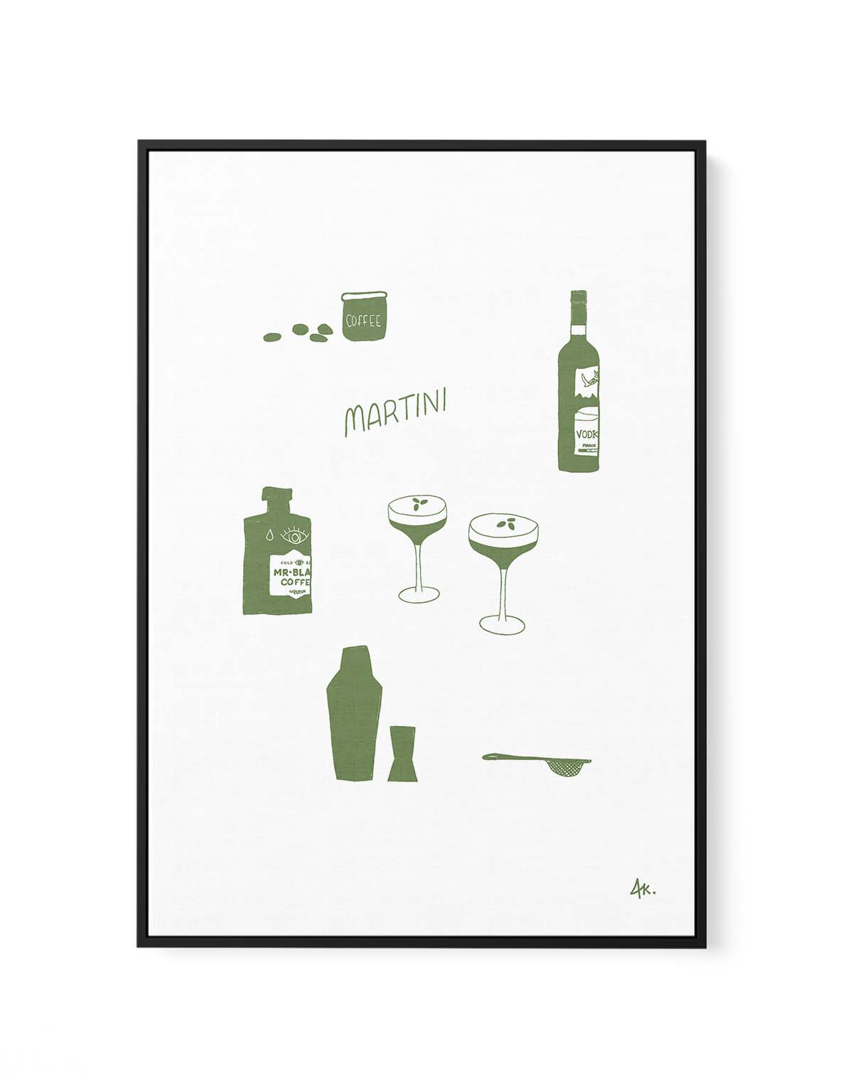 Martini Forest Green by Anne Korako | Framed Canvas Art Print