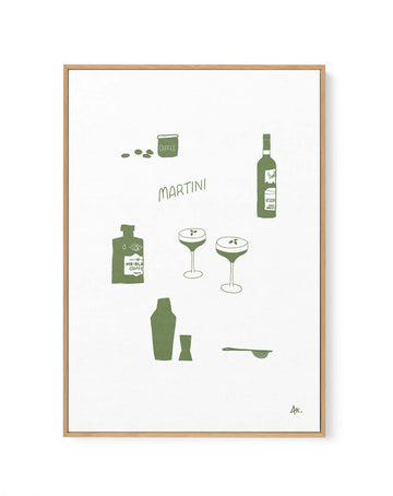 Martini Forest Green by Anne Korako | Framed Canvas Art Print from Olive et Oriel where you can shop wallpaper and artworks online