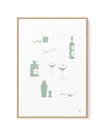 Martini Sage by Anne Korako | Framed Canvas Art Print from Olive et Oriel where you can shop wallpaper and artworks online