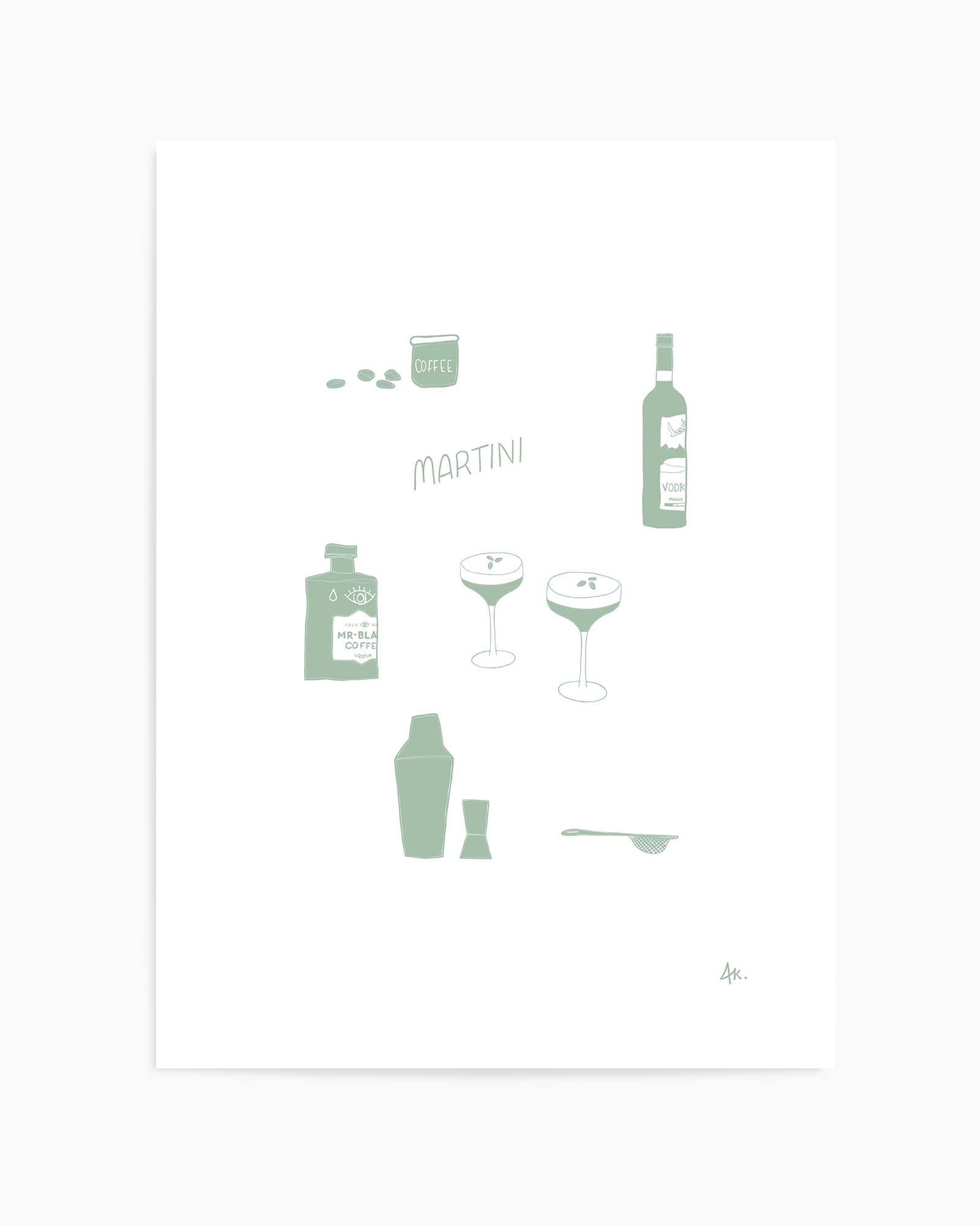 Martini Sage by Anne Korako | Art Print from Olive et Oriel where you can shop wallpaper and artworks online
