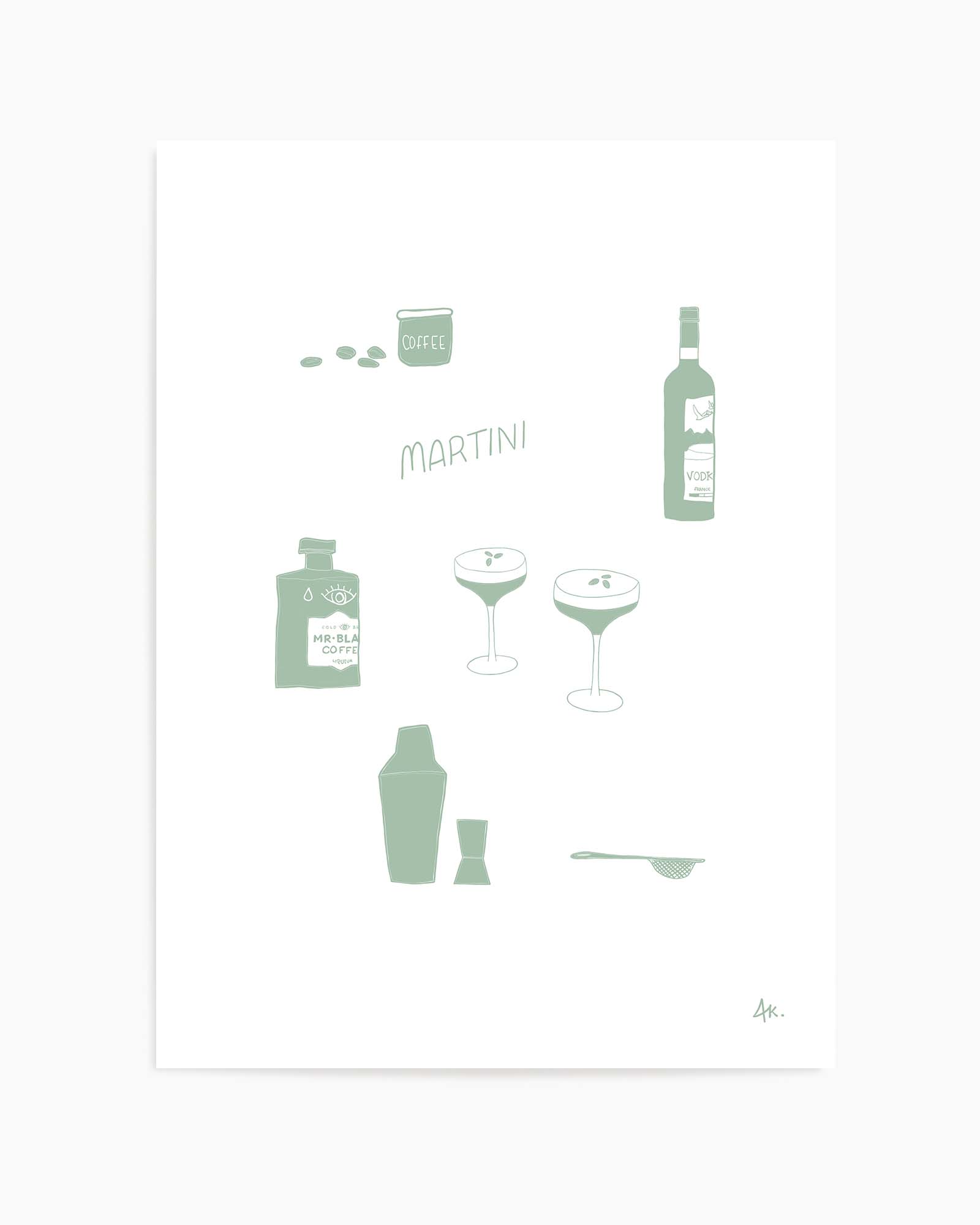Martini Sage by Anne Korako | Art Print from Olive et Oriel where you can shop wallpaper and artworks online
