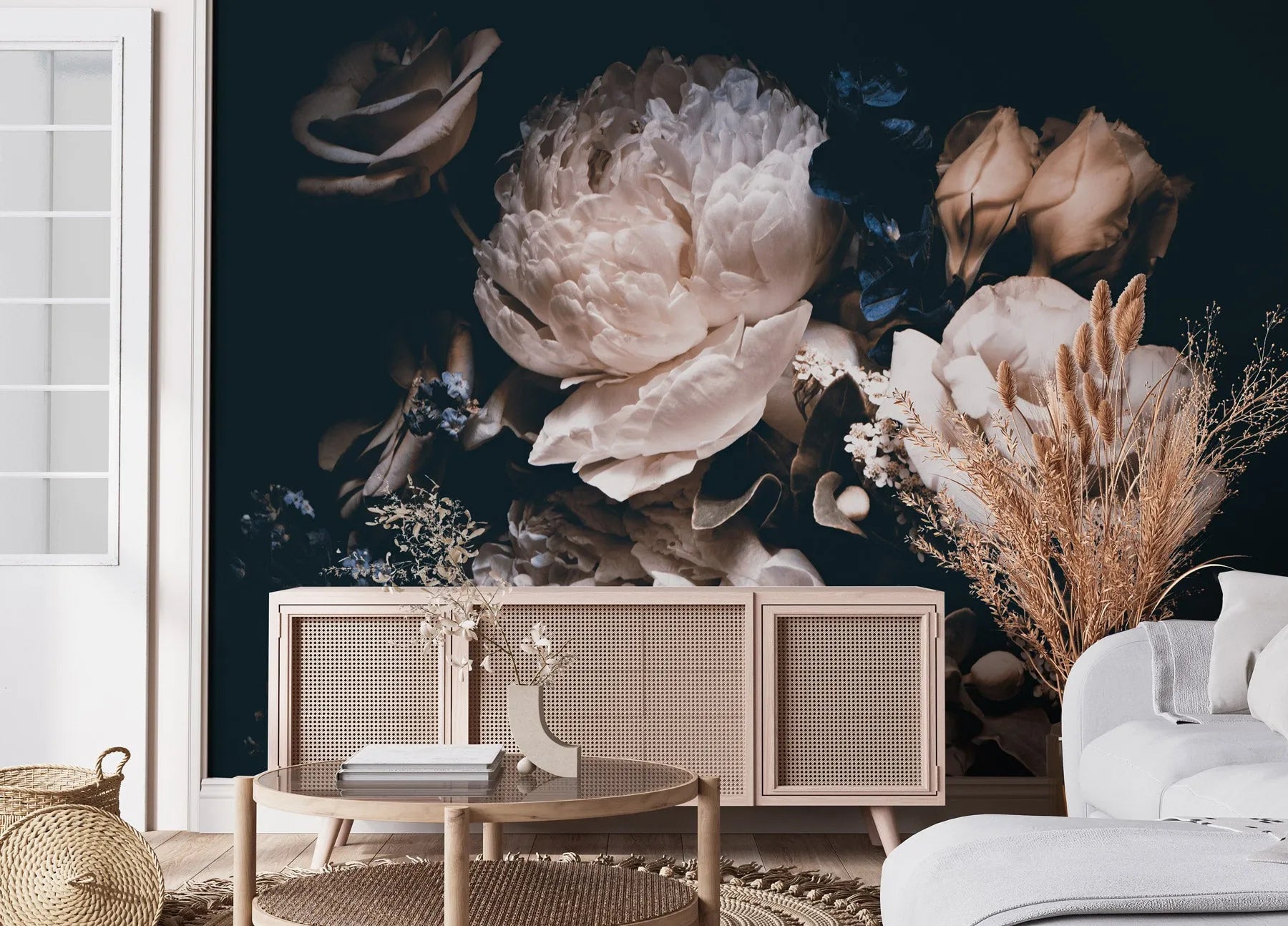 Midnight Botanica Wallpaper Mural from Olive et Oriel where you can shop wallpaper and artworks online