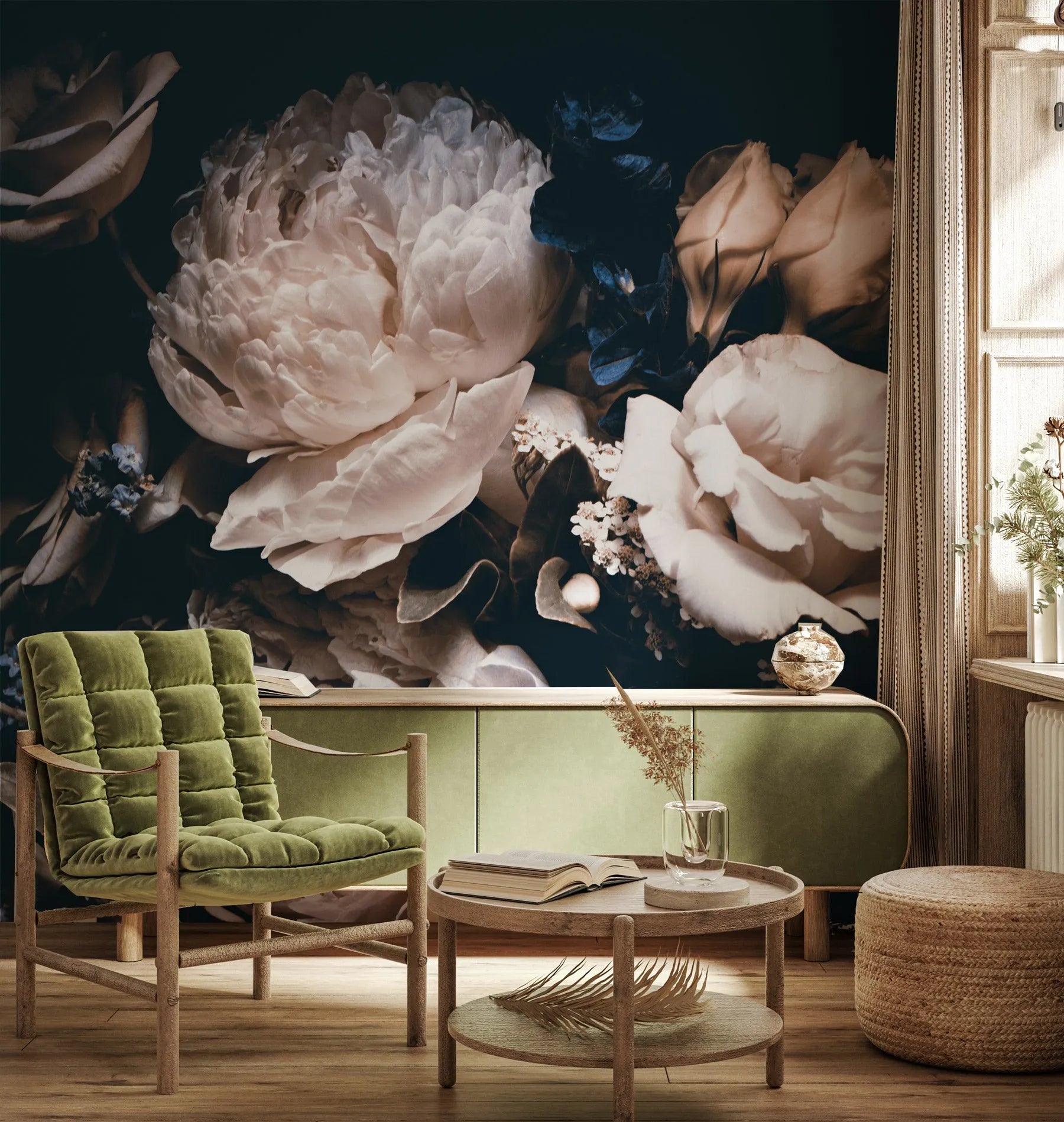 Midnight Botanica Wallpaper Mural from Olive et Oriel where you can shop wallpaper and artworks online