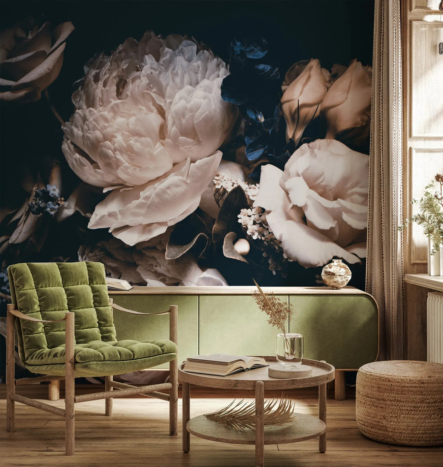 Midnight Botanica Wallpaper Mural from Olive et Oriel where you can shop wallpaper and artworks online