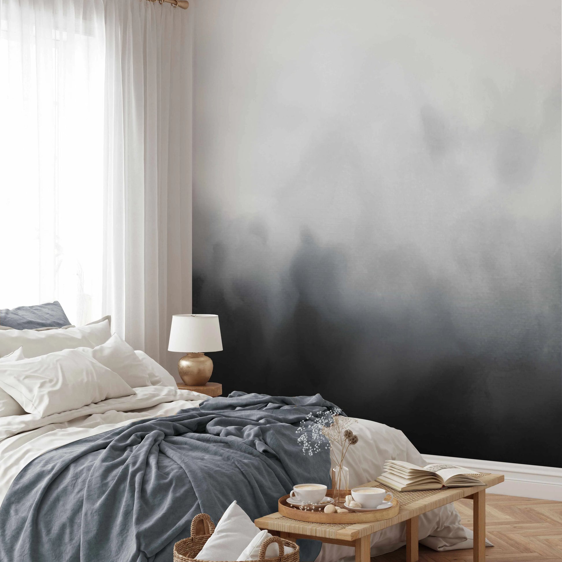 Almost Midnight in Charcoal Wallpaper-Wallpaper-Buy-Australian-Removable-Wallpaper-Now-In-Black-&-White-Wallpaper-Peel-And-Stick-Wallpaper-Online-At-Olive-et-Oriel-Custom-Made-Wallpapers-Wall-Papers-Decorate-Your-Bedroom-Living-Room-Kids-Room-or-Commercial-Interior