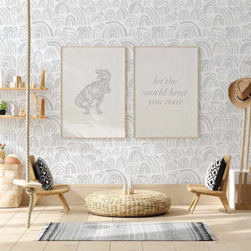 Mist Rainbows Wallpaper in Grey art print
