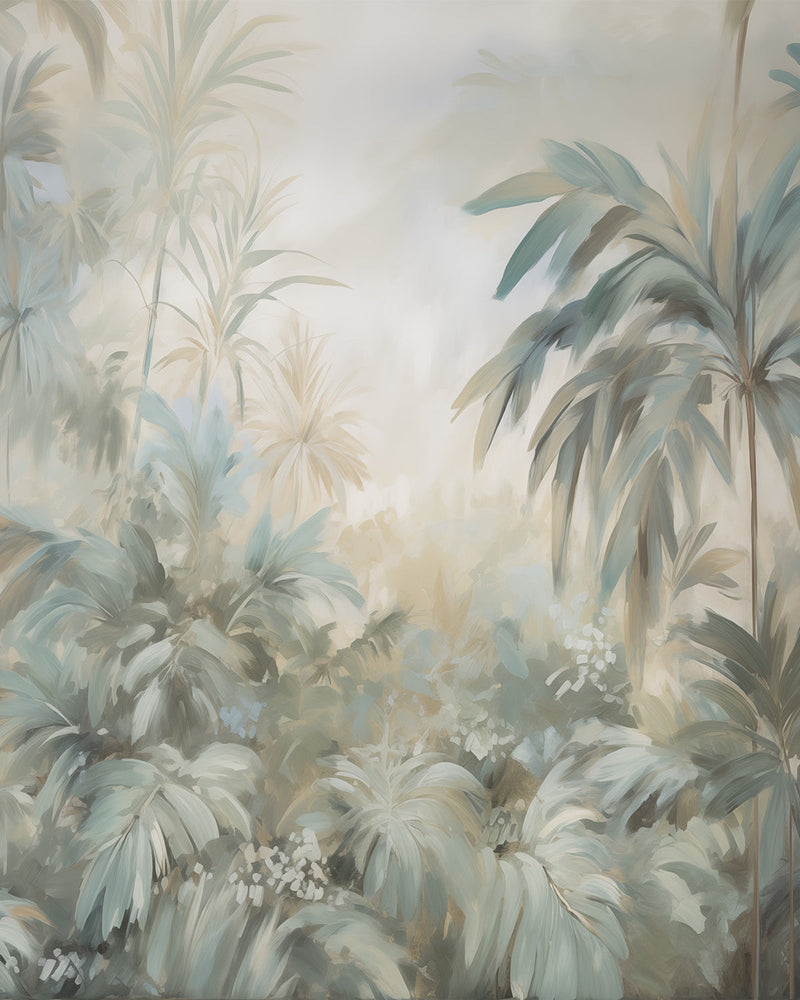 Misty Jungle Wallpaper Mural from Olive et Oriel where you can shop wallpaper and artworks online
