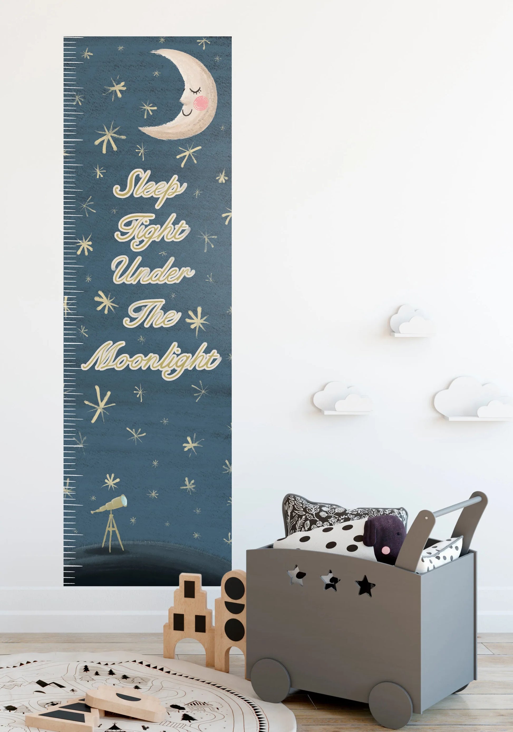 Sleep Tight under the Moonlight Height Chart Decal from Olive et Oriel where you can shop wallpaper and artworks online
