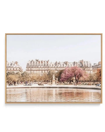 Morning Walk | Paris | Framed Canvas Art Print pink art print