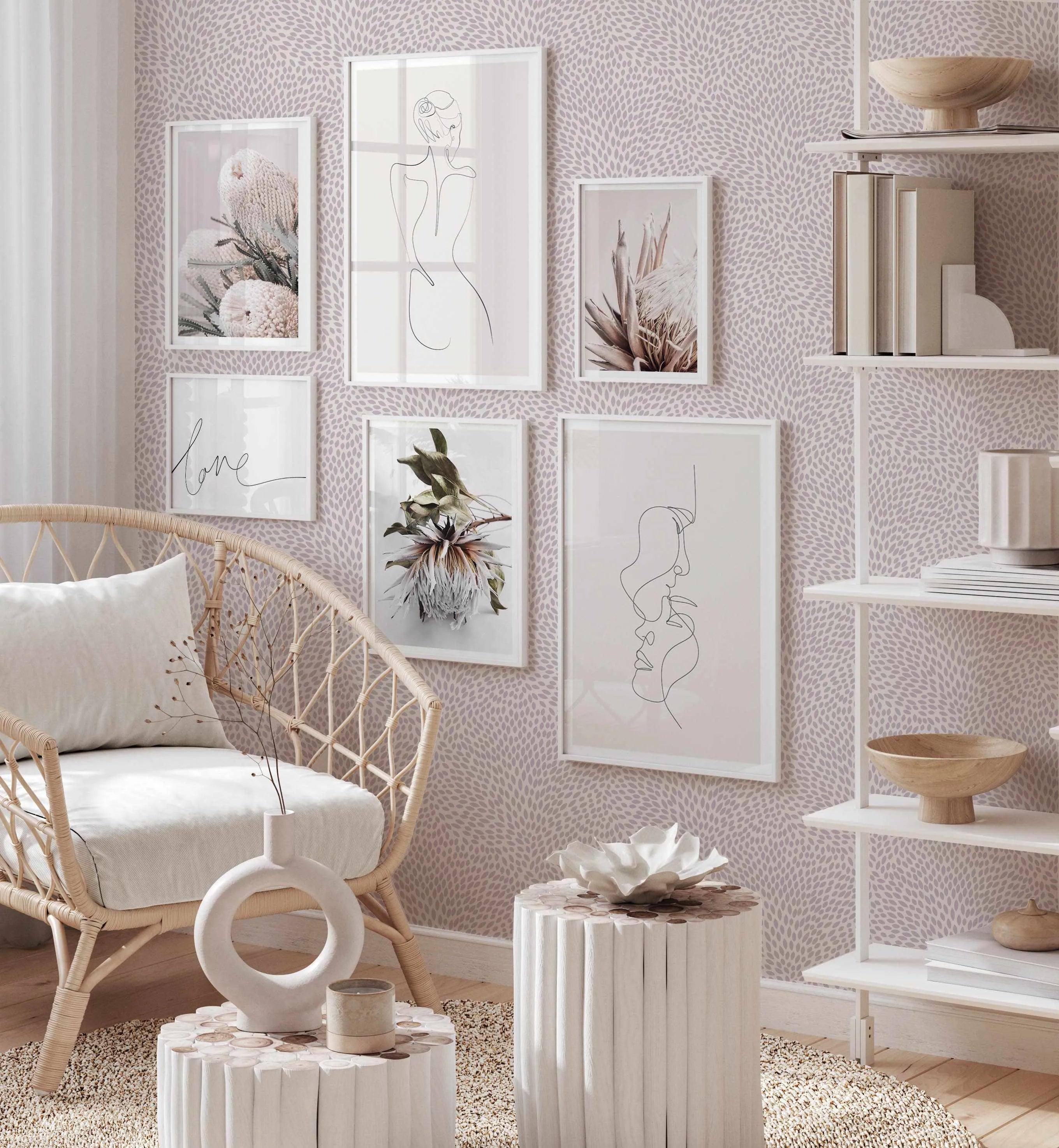 Moscato in Lilac Wallpaper from Olive et Oriel where you can shop wallpaper and artworks online