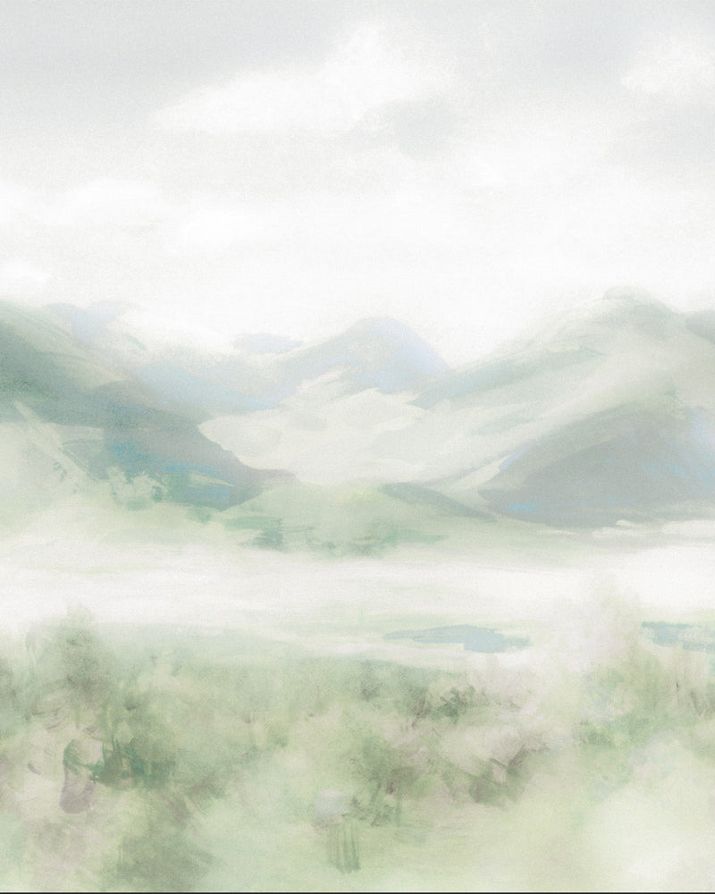 Mountain Haze Wallpaper Mural from Olive et Oriel where you can shop wallpaper and artworks online