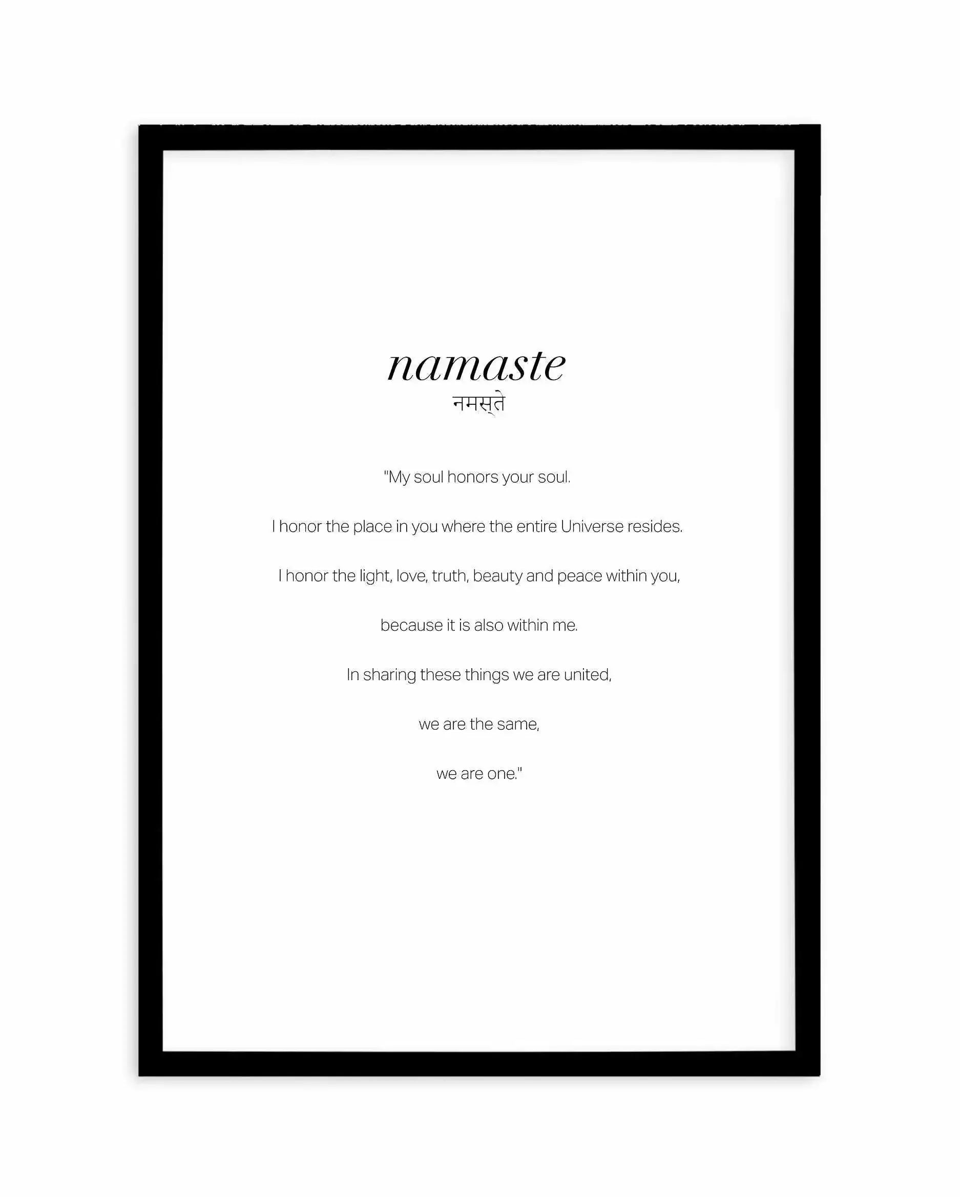 Namaste Art Print-PRINT-Olive et Oriel-Olive et Oriel-A4 | 8.3" x 11.7" | 21 x 29.7cm-Black-With White Border-Buy-Australian-Art-Prints-Online-with-Olive-et-Oriel-Your-Artwork-Specialists-Austrailia-Decorate-With-Coastal-Photo-Wall-Art-Prints-From-Our-Beach-House-Artwork-Collection-Fine-Poster-and-Framed-Artwork