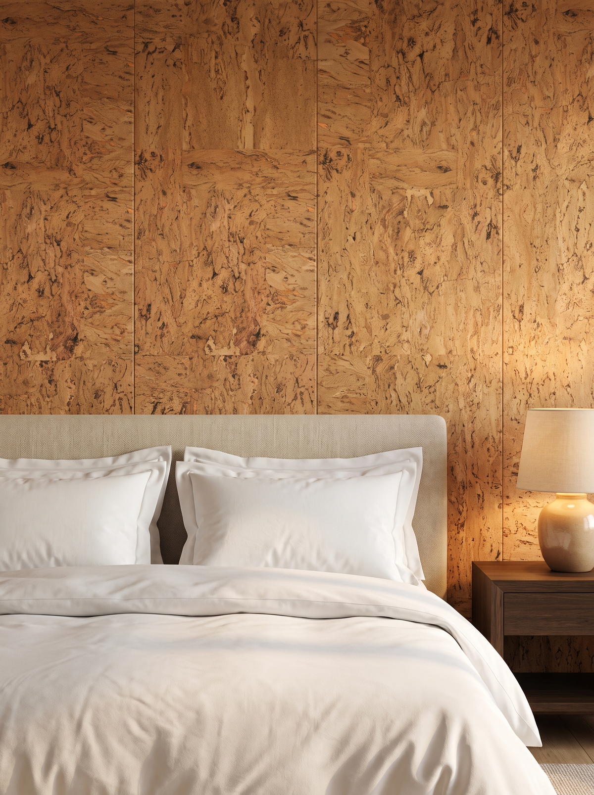 natural cork wallpaper hotel bedroom wallcovering