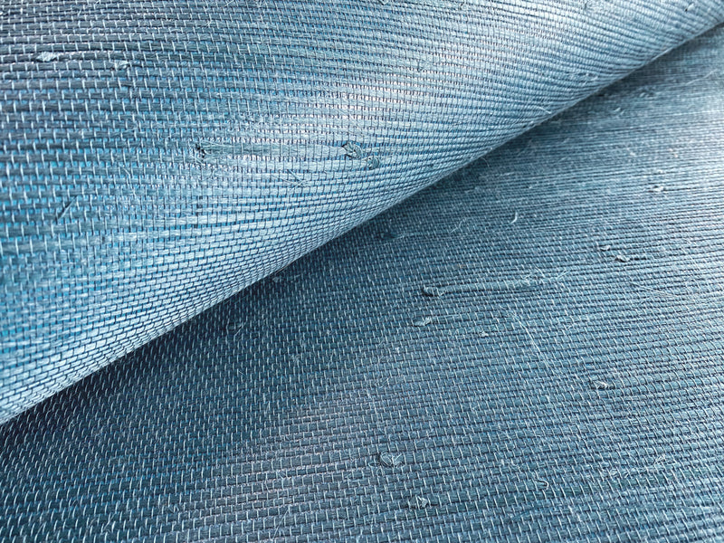 Navy Blue Grasscloth Woven Wallpaper