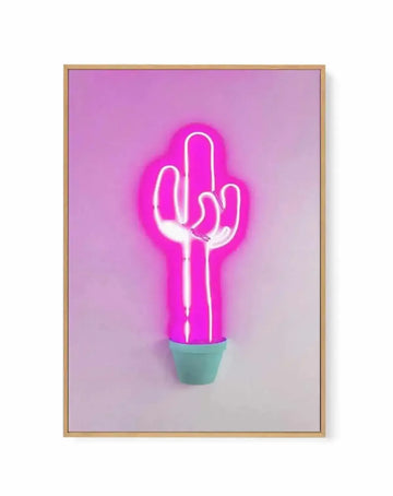 Neon Cactus | Pink | Framed Canvas from Olive et Oriel where you can shop wallpaper and artworks online
