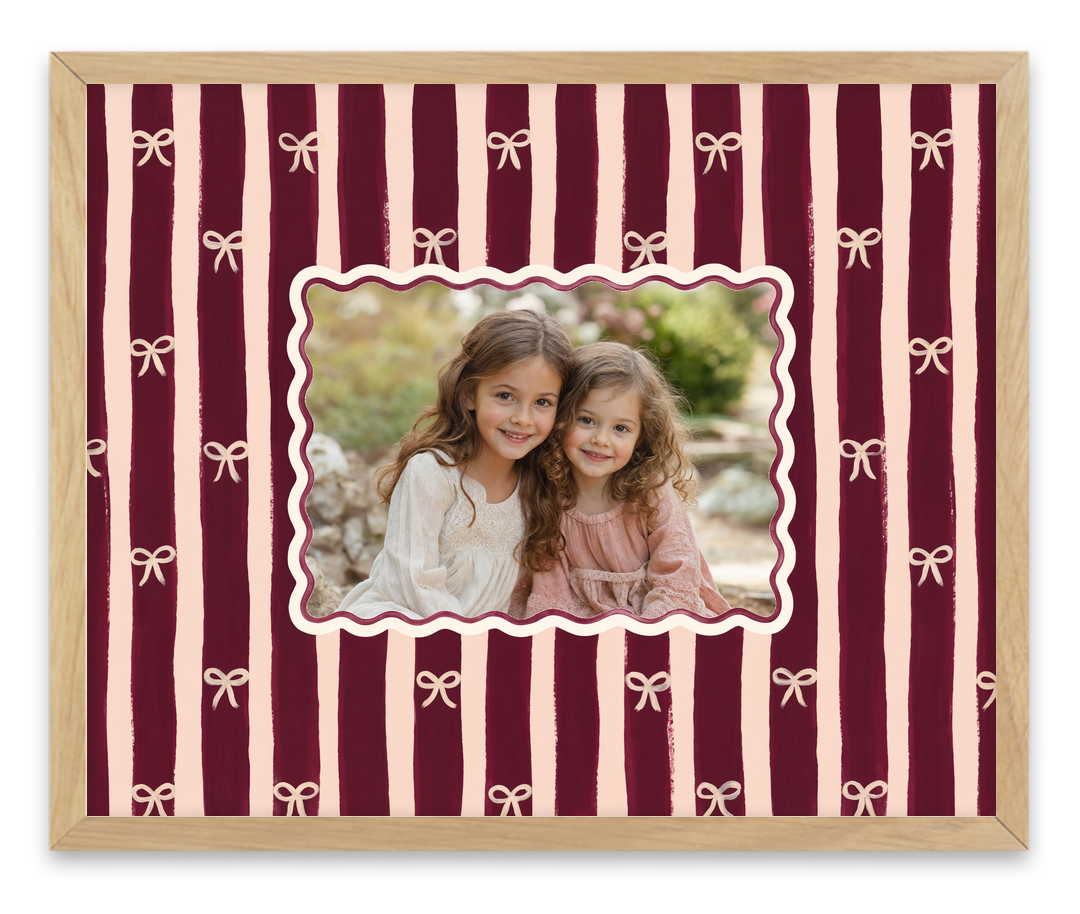 Olive et Oriel custom photo design burgundy-bows-print-composition