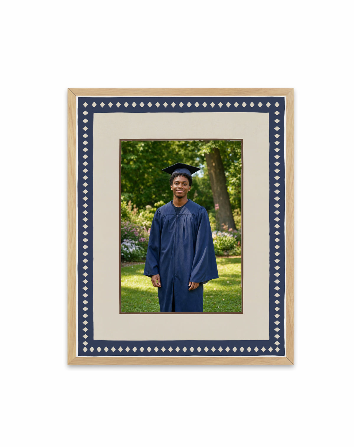 Olive et Oriel custom photo design navy-diamond-print-hero