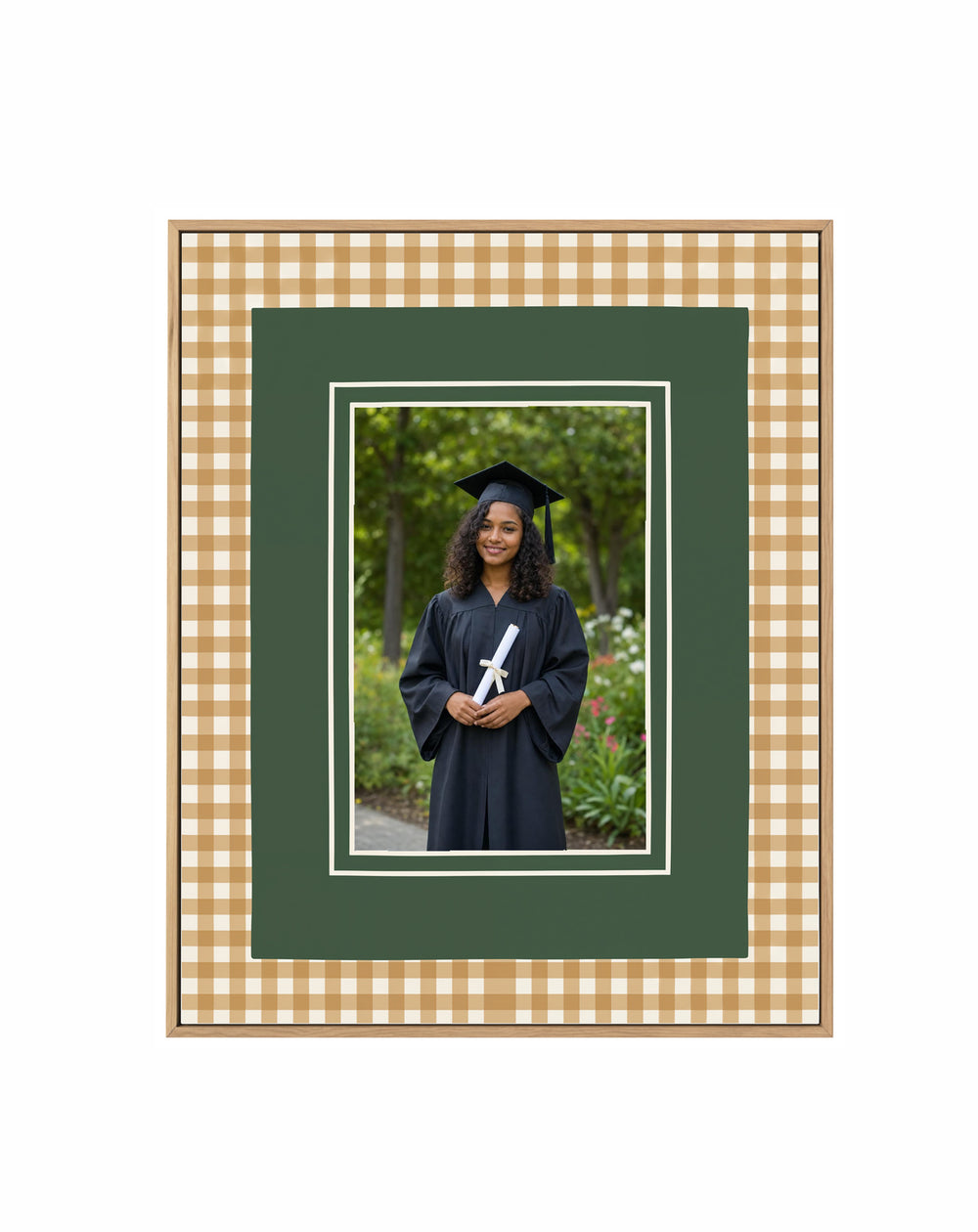 Golden Gingham | Custom Photo Framed Canvas