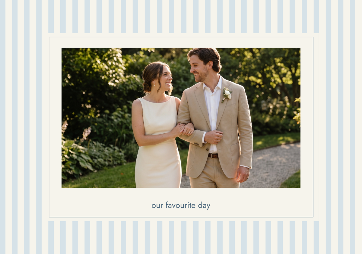 Sunday Stripes personalised photo print in 70x100 cm with original OEO-generated couple example