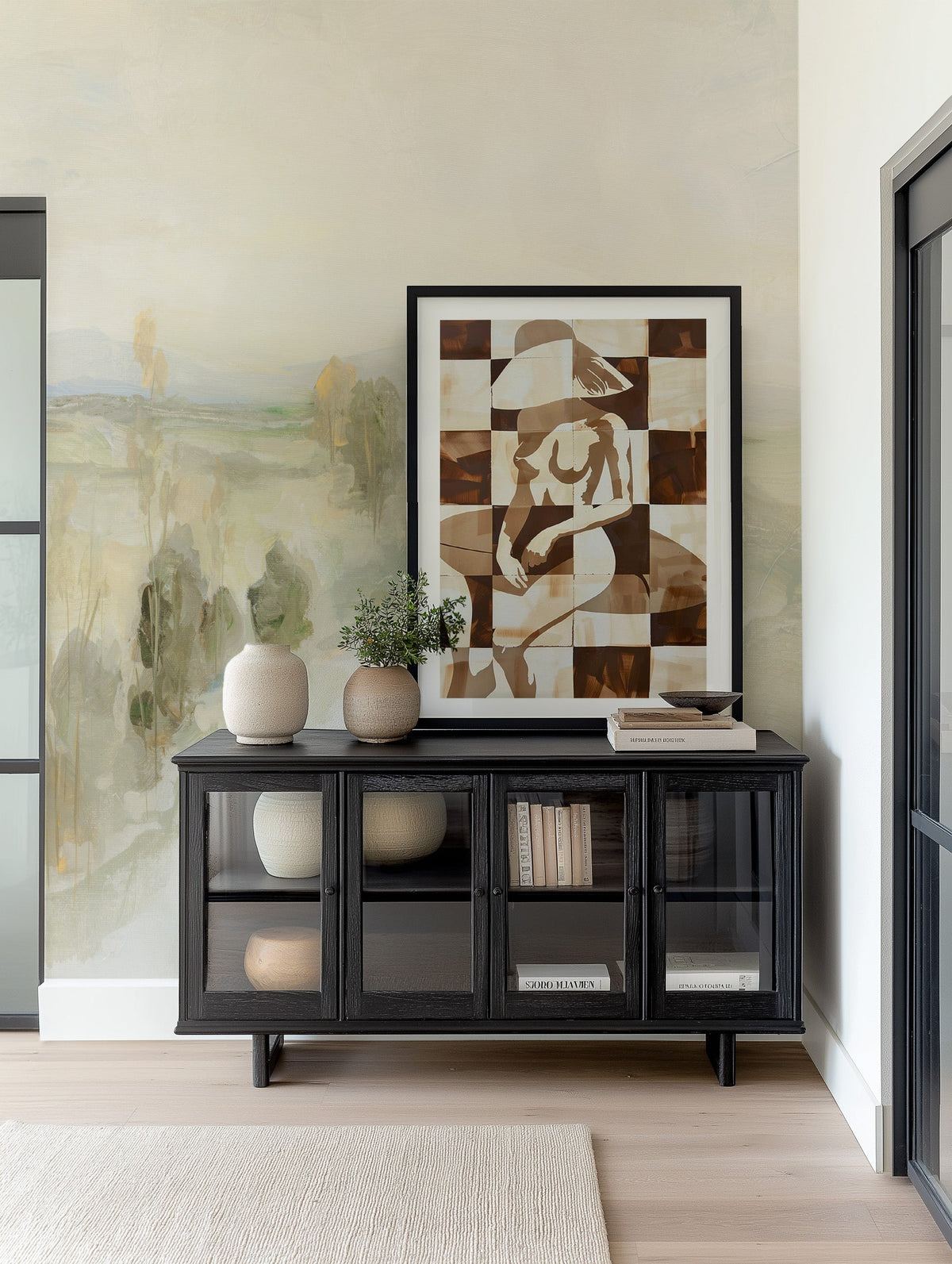 Olive Groves Painted Mural Wallpaper from Olive et Oriel where you can shop wallpaper and artworks online