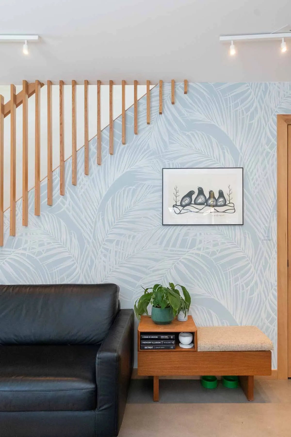 Palm Escape Light Blue Wallpaper from Olive et Oriel where you can shop wallpaper and artworks online
