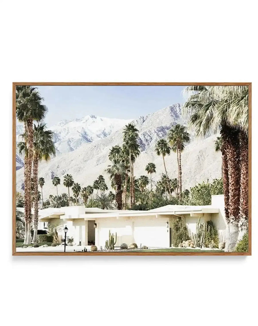 Palm Springs House | Framed Canvas Art Print green vintage art print