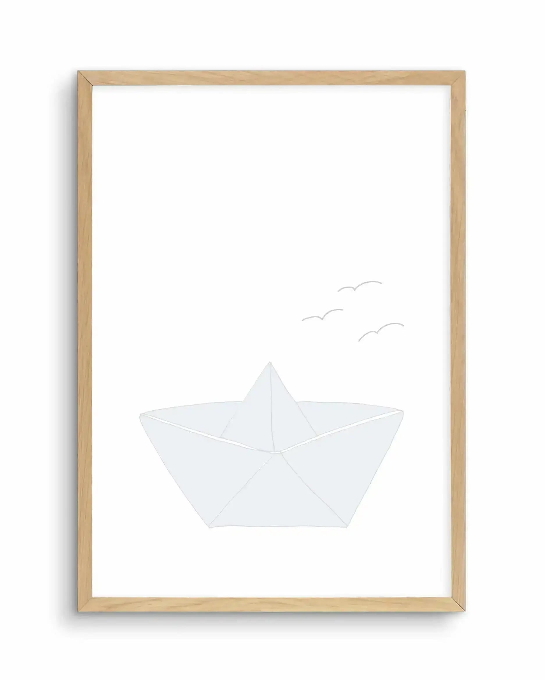 Paper Boat Art Print-PRINT-Olive et Oriel-Olive et Oriel-A5 | 5.8" x 8.3" | 14.8 x 21cm-Oak-With White Border-Buy-Australian-Art-Prints-Online-with-Olive-et-Oriel-Your-Artwork-Specialists-Austrailia-Decorate-With-Coastal-Photo-Wall-Art-Prints-From-Our-Beach-House-Artwork-Collection-Fine-Poster-and-Framed-Artwork