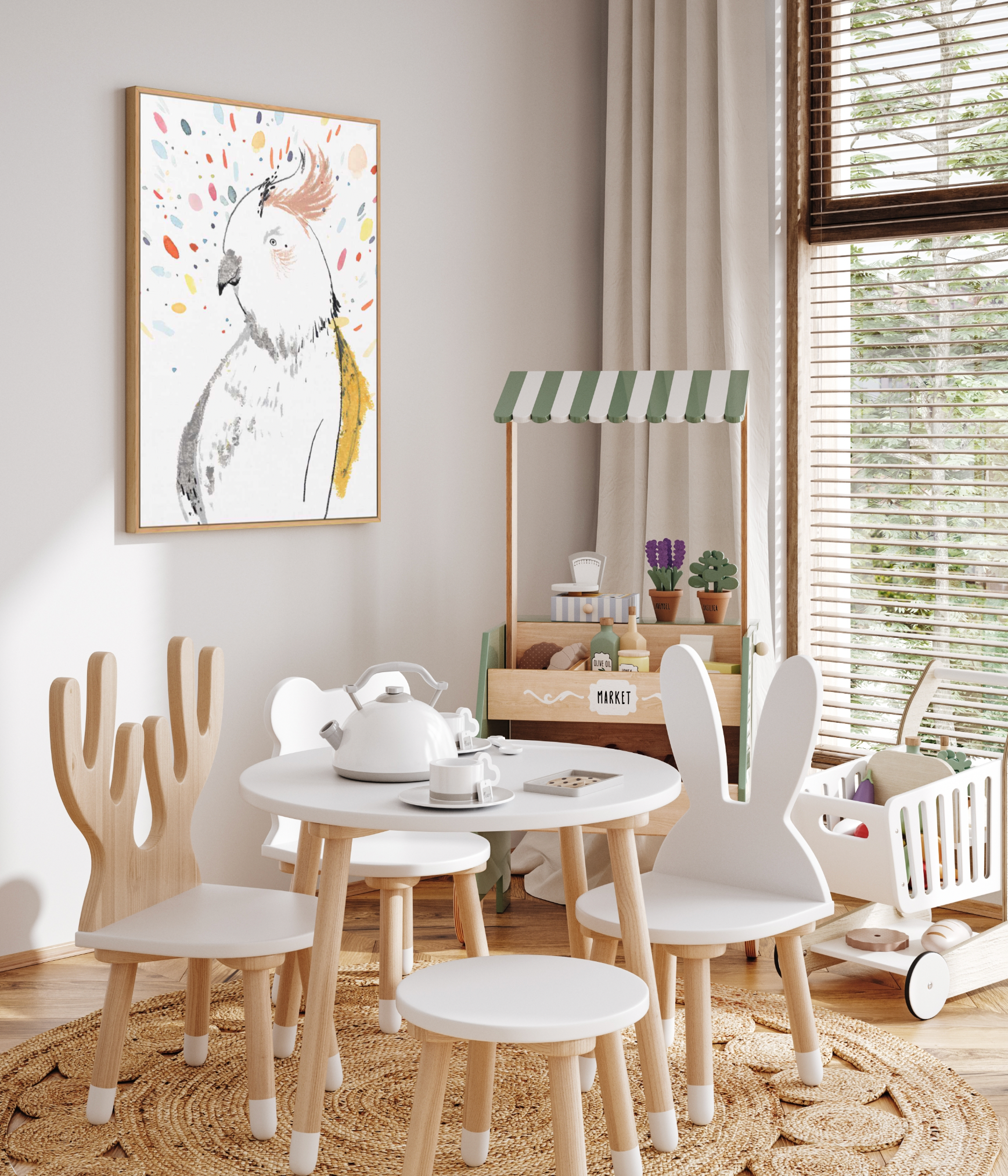 Parrot Party | Framed Canvas Art Print