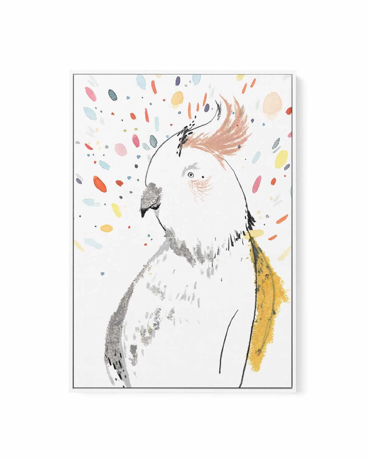 Parrot Party | Framed Canvas Art Print from Olive et Oriel where you can shop wallpaper and artworks online