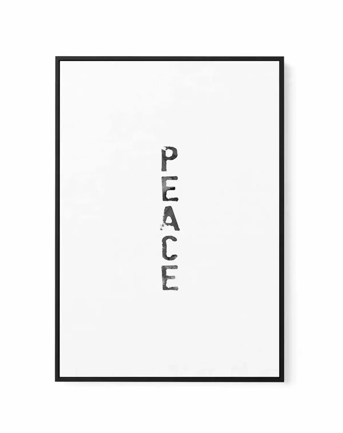 Peace | Black Watercolour | Framed Canvas-CANVAS-You can shop wall art online with Olive et Oriel for everything from abstract art to fun kids wall art. Our beautiful modern art prints and canvas art are available from large canvas prints to wall art paintings and our proudly Australian artwork collection offers only the highest quality framed large wall art and canvas art Australia - You can buy fashion photography prints or Hampton print posters and paintings on canvas from Olive et Oriel and 