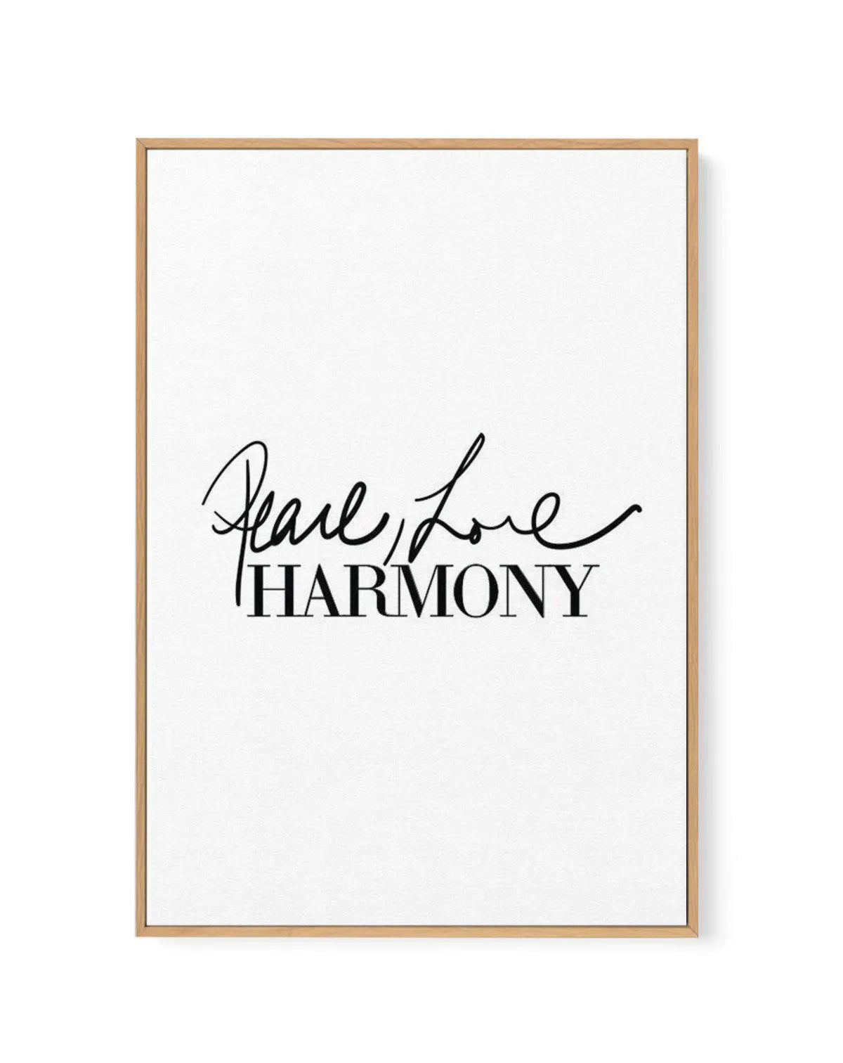 Peace, Love, Harmony | Framed Canvas-CANVAS-You can shop wall art online with Olive et Oriel for everything from abstract art to fun kids wall art. Our beautiful modern art prints and canvas art are available from large canvas prints to wall art paintings and our proudly Australian artwork collection offers only the highest quality framed large wall art and canvas art Australia - You can buy fashion photography prints or Hampton print posters and paintings on canvas from Olive et Oriel and have 