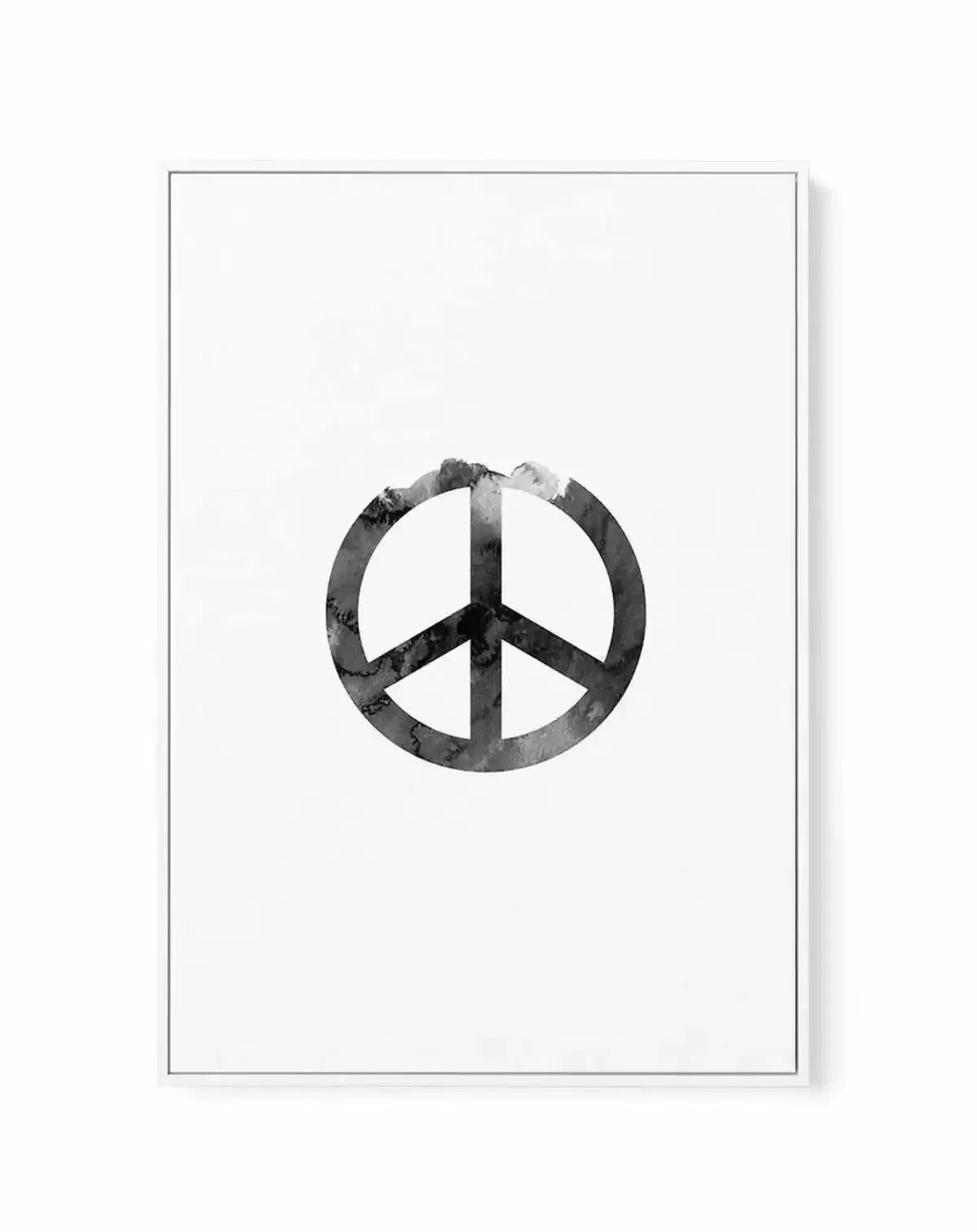 Peace Sign | Black Watercolour | Framed Canvas-CANVAS-You can shop wall art online with Olive et Oriel for everything from abstract art to fun kids wall art. Our beautiful modern art prints and canvas art are available from large canvas prints to wall art paintings and our proudly Australian artwork collection offers only the highest quality framed large wall art and canvas art Australia - You can buy fashion photography prints or Hampton print posters and paintings on canvas from Olive et Oriel