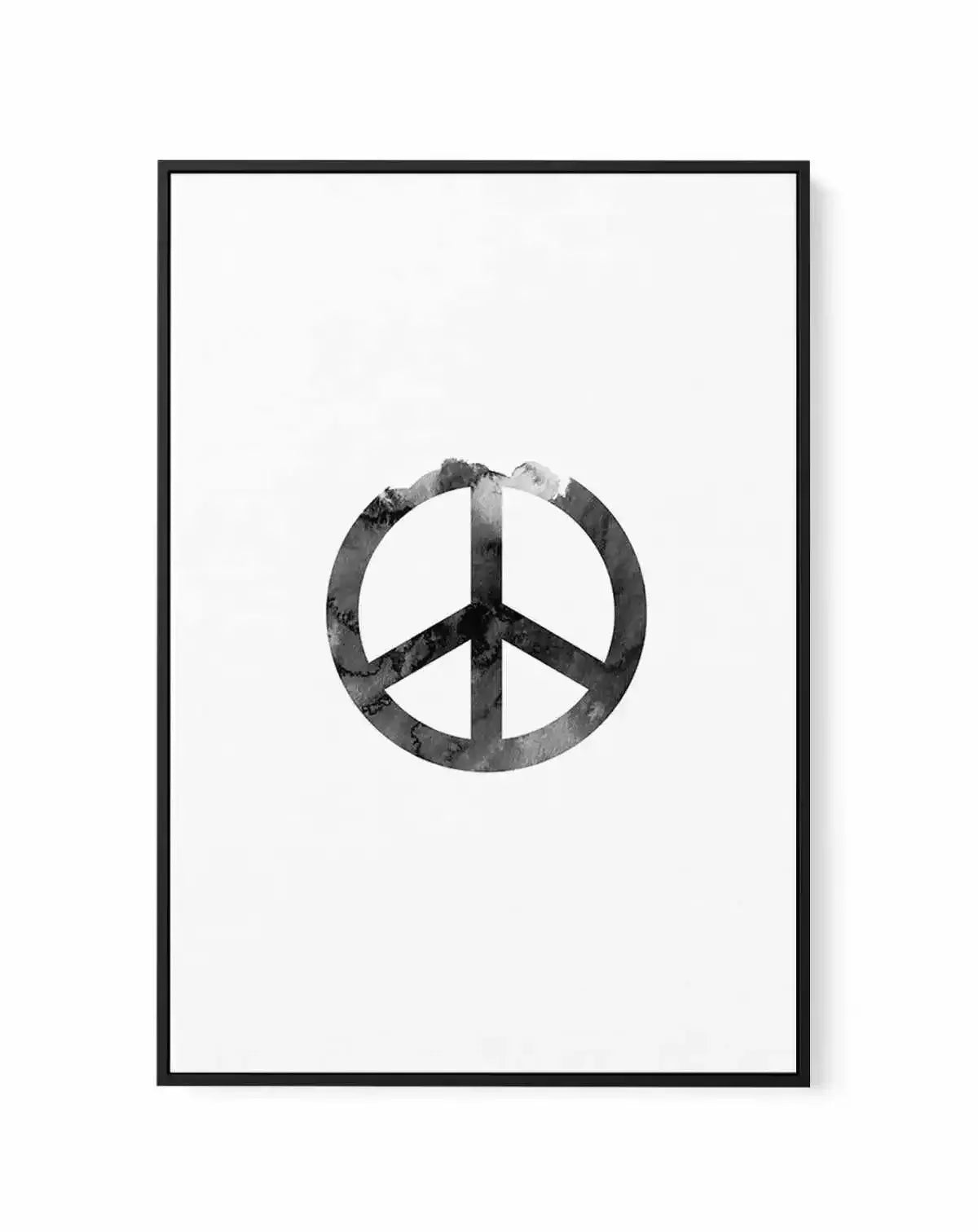 Peace Sign | Black Watercolour | Framed Canvas-CANVAS-You can shop wall art online with Olive et Oriel for everything from abstract art to fun kids wall art. Our beautiful modern art prints and canvas art are available from large canvas prints to wall art paintings and our proudly Australian artwork collection offers only the highest quality framed large wall art and canvas art Australia - You can buy fashion photography prints or Hampton print posters and paintings on canvas from Olive et Oriel