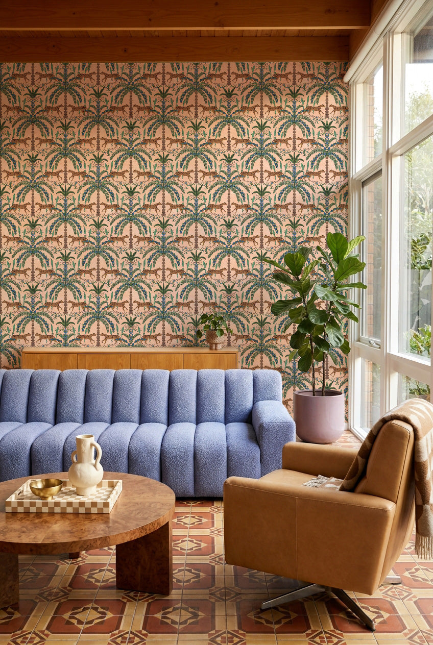 Boheme Cheetah in Peach Wallpaper