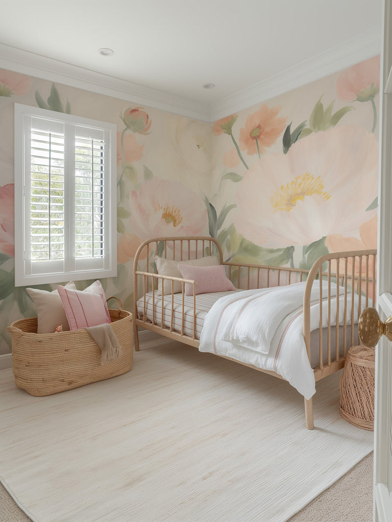 Petals in Pastel Wallpaper Mural from Olive et Oriel where you can shop wallpaper and artworks online
