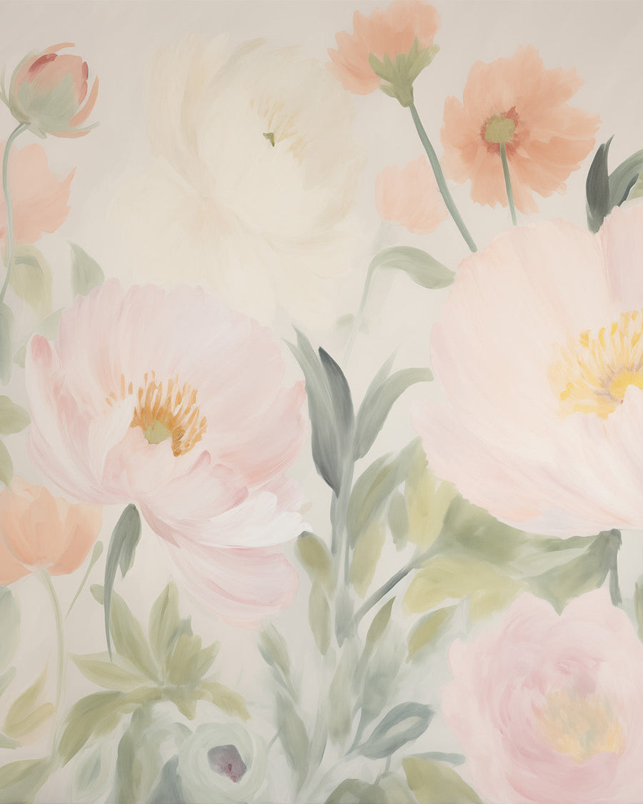 Petals in Pastel Wallpaper Mural from Olive et Oriel where you can shop wallpaper and artworks online