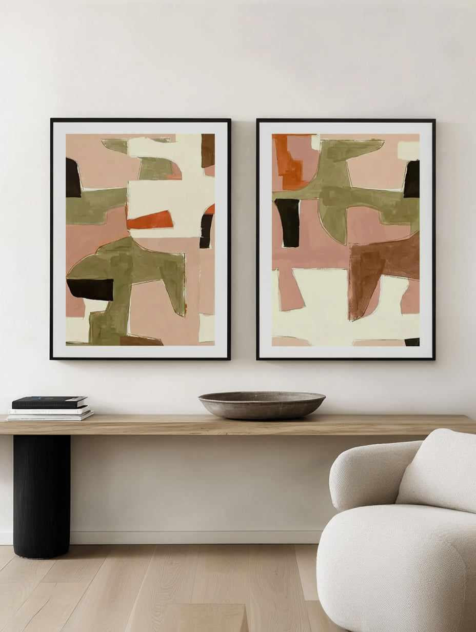 Pieces No I & II Art Print Set of 2 | Matching Wall Art from Olive et Oriel where you can shop wallpaper and artworks online