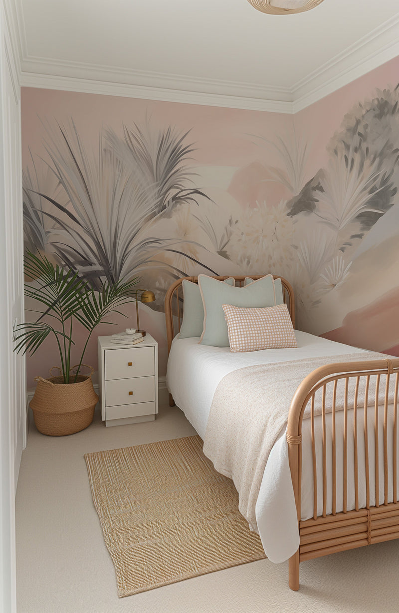 Pink Fern Canopy Wallpaper Mural from Olive et Oriel where you can shop wallpaper and artworks online