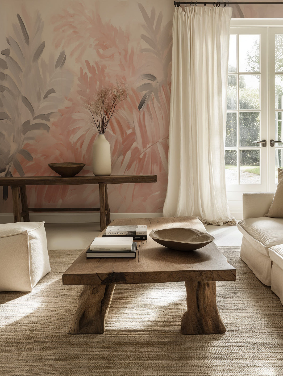 Pink Jungle Leaves Wallpaper Mural from Olive et Oriel where you can shop wallpaper and artworks online