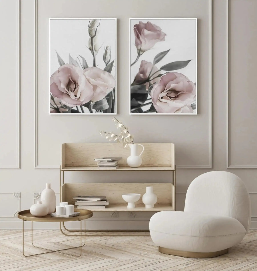 Pink Lisianthus I | Framed Canvas-CANVAS-You can shop wall art online with Olive et Oriel for everything from abstract art to fun kids wall art. Our beautiful modern art prints and canvas art are available from large canvas prints to wall art paintings and our proudly Australian artwork collection offers only the highest quality framed large wall art and canvas art Australia - You can buy fashion photography prints or Hampton print posters and paintings on canvas from Olive et Oriel and have the