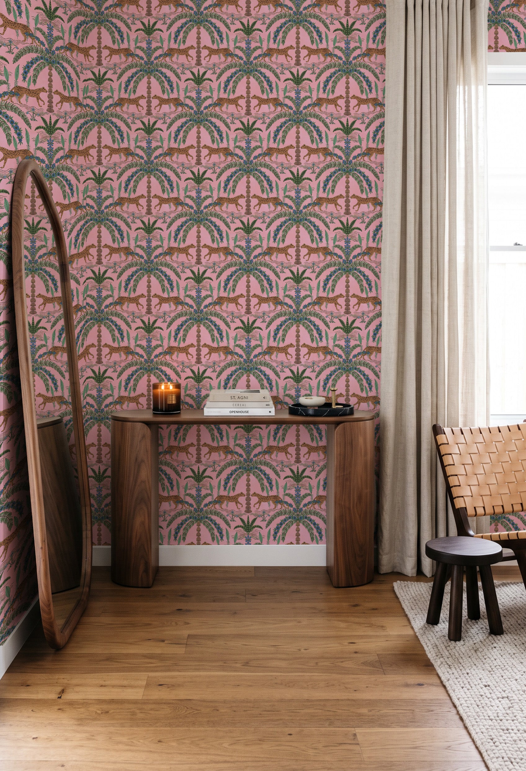 Boheme Cheetah in Pink Wallpaper