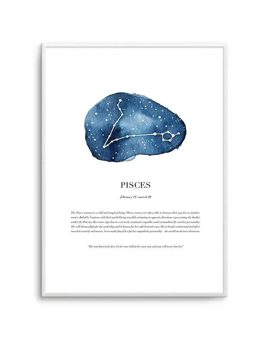 Pisces | Watercolour Zodiac Art Print-PRINT-Olive et Oriel-Olive et Oriel-A5 | 5.8" x 8.3" | 14.8 x 21cm-Unframed Art Print-With White Border-Buy-Australian-Art-Prints-Online-with-Olive-et-Oriel-Your-Artwork-Specialists-Austrailia-Decorate-With-Coastal-Photo-Wall-Art-Prints-From-Our-Beach-House-Artwork-Collection-Fine-Poster-and-Framed-Artwork