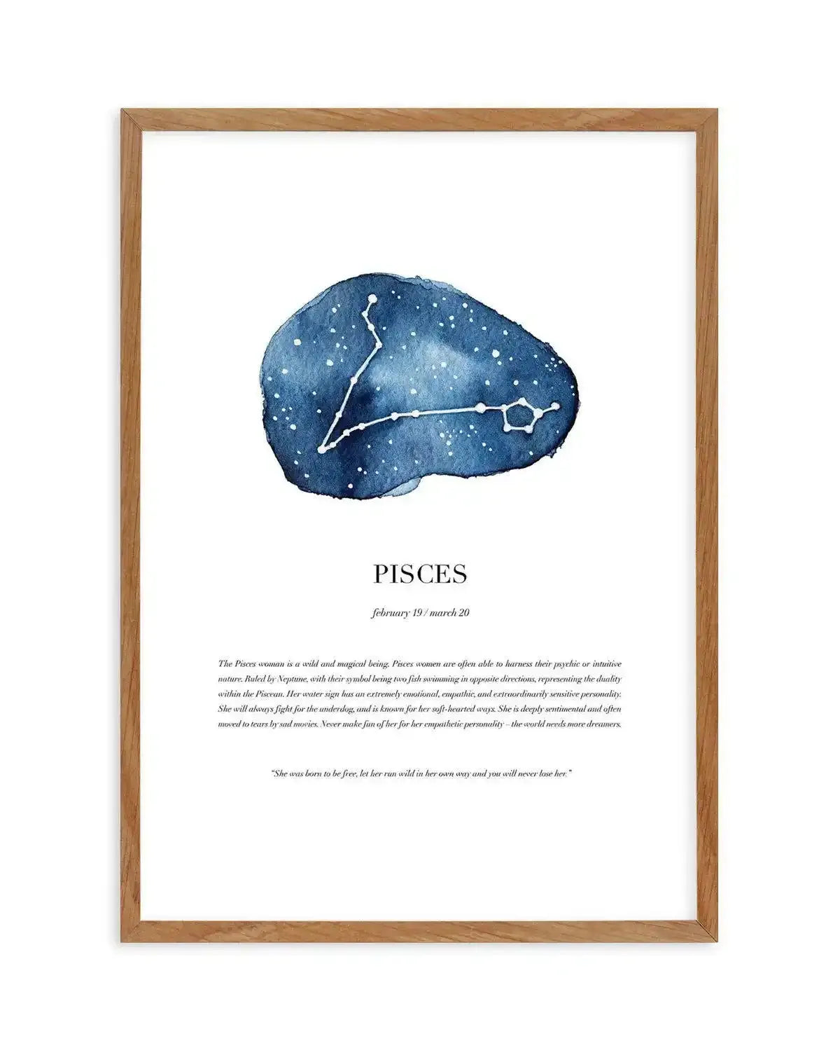 Pisces | Watercolour Zodiac Art Print-PRINT-Olive et Oriel-Olive et Oriel-50x70 cm | 19.6" x 27.5"-Walnut-With White Border-Buy-Australian-Art-Prints-Online-with-Olive-et-Oriel-Your-Artwork-Specialists-Austrailia-Decorate-With-Coastal-Photo-Wall-Art-Prints-From-Our-Beach-House-Artwork-Collection-Fine-Poster-and-Framed-Artwork