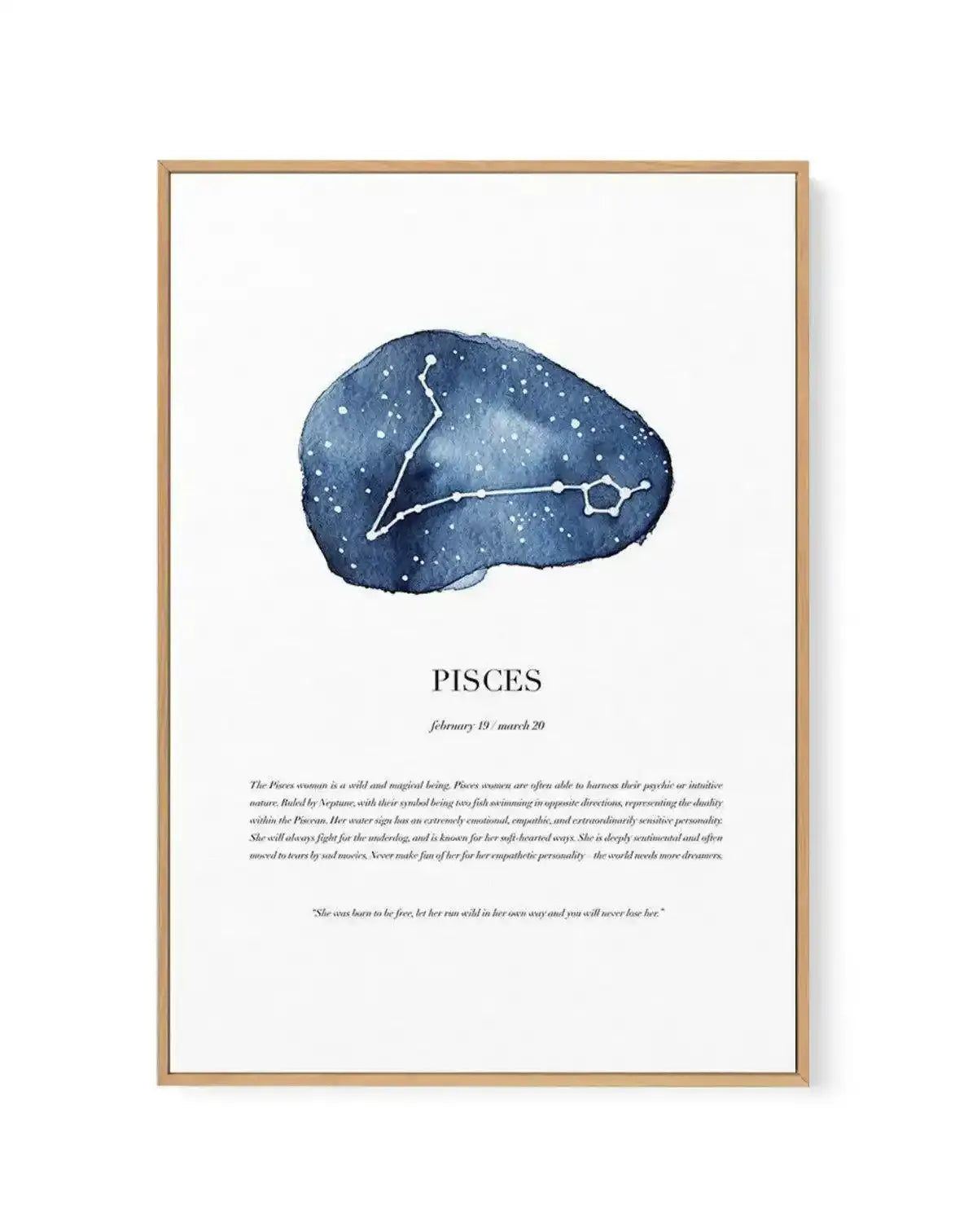 Pisces | Watercolour Zodiac | Framed Canvas-CANVAS-You can shop wall art online with Olive et Oriel for everything from abstract art to fun kids wall art. Our beautiful modern art prints and canvas art are available from large canvas prints to wall art paintings and our proudly Australian artwork collection offers only the highest quality framed large wall art and canvas art Australia - You can buy fashion photography prints or Hampton print posters and paintings on canvas from Olive et Oriel an
