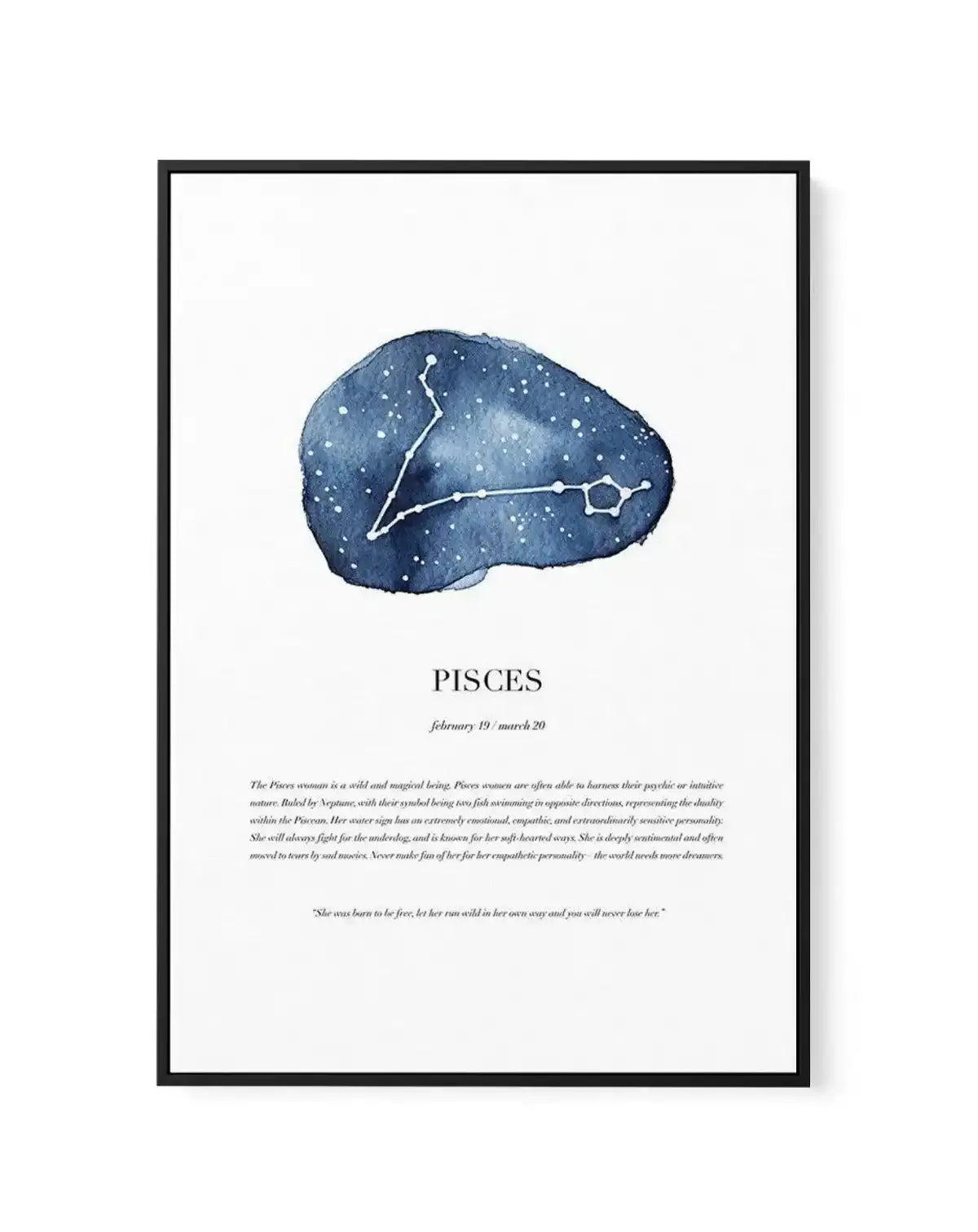 Pisces | Watercolour Zodiac | Framed Canvas-CANVAS-You can shop wall art online with Olive et Oriel for everything from abstract art to fun kids wall art. Our beautiful modern art prints and canvas art are available from large canvas prints to wall art paintings and our proudly Australian artwork collection offers only the highest quality framed large wall art and canvas art Australia - You can buy fashion photography prints or Hampton print posters and paintings on canvas from Olive et Oriel an