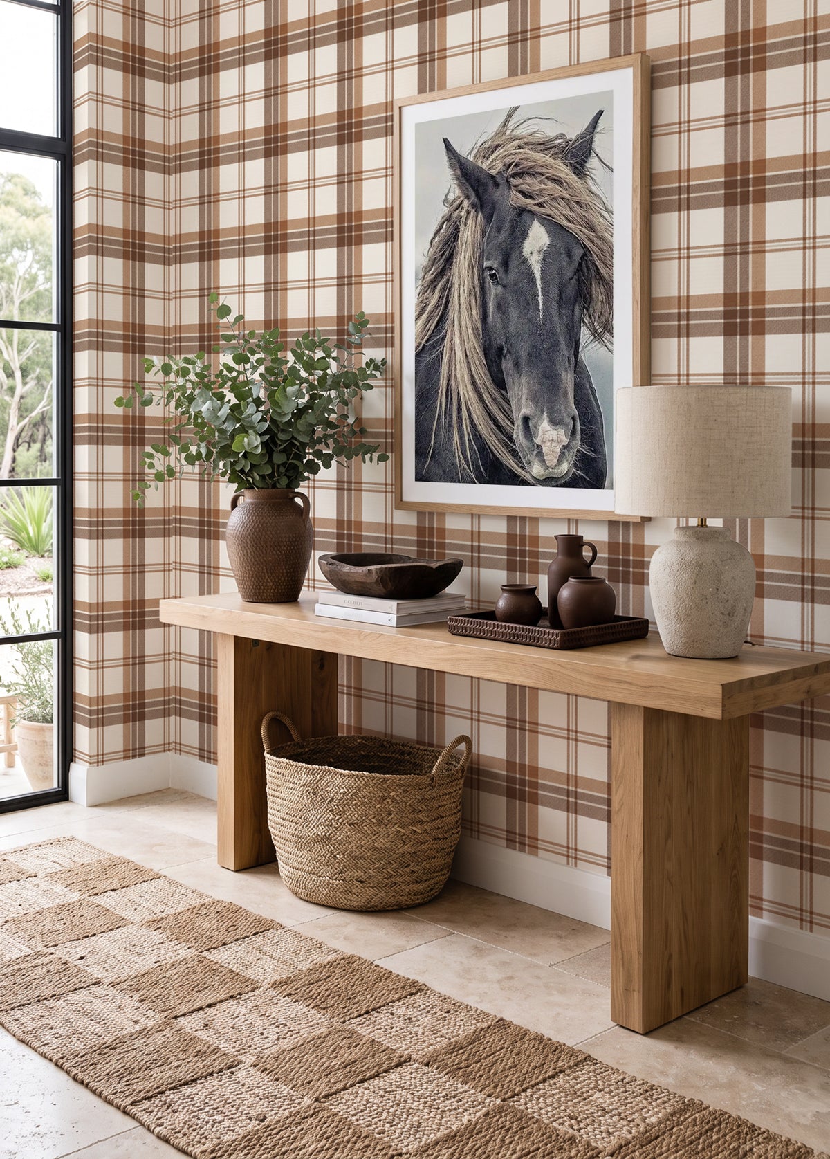 Blackwood Tartan in Rich Brown Wallpaper